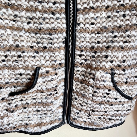 Zara Kids Girls Wool Acrylic Tweed Zip up Cardigan with Trim 13-14 Years - Picture 2 of 4
